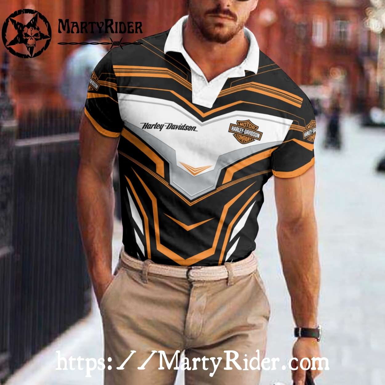 V-Twin Armor Style Harley Davidson Polo Shirt for Men V-Twin Armor Style Harley Davidson Polo Shirt for Men