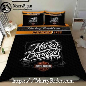 Vintage 1903 Script Harley Davidson Bedding Sets Retro Vibe