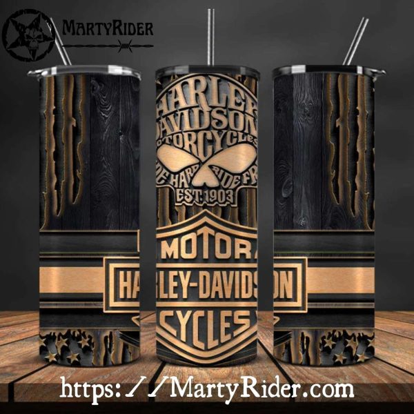 Vintage Black Wood Logo Harley Davidson Tumblers 20oz