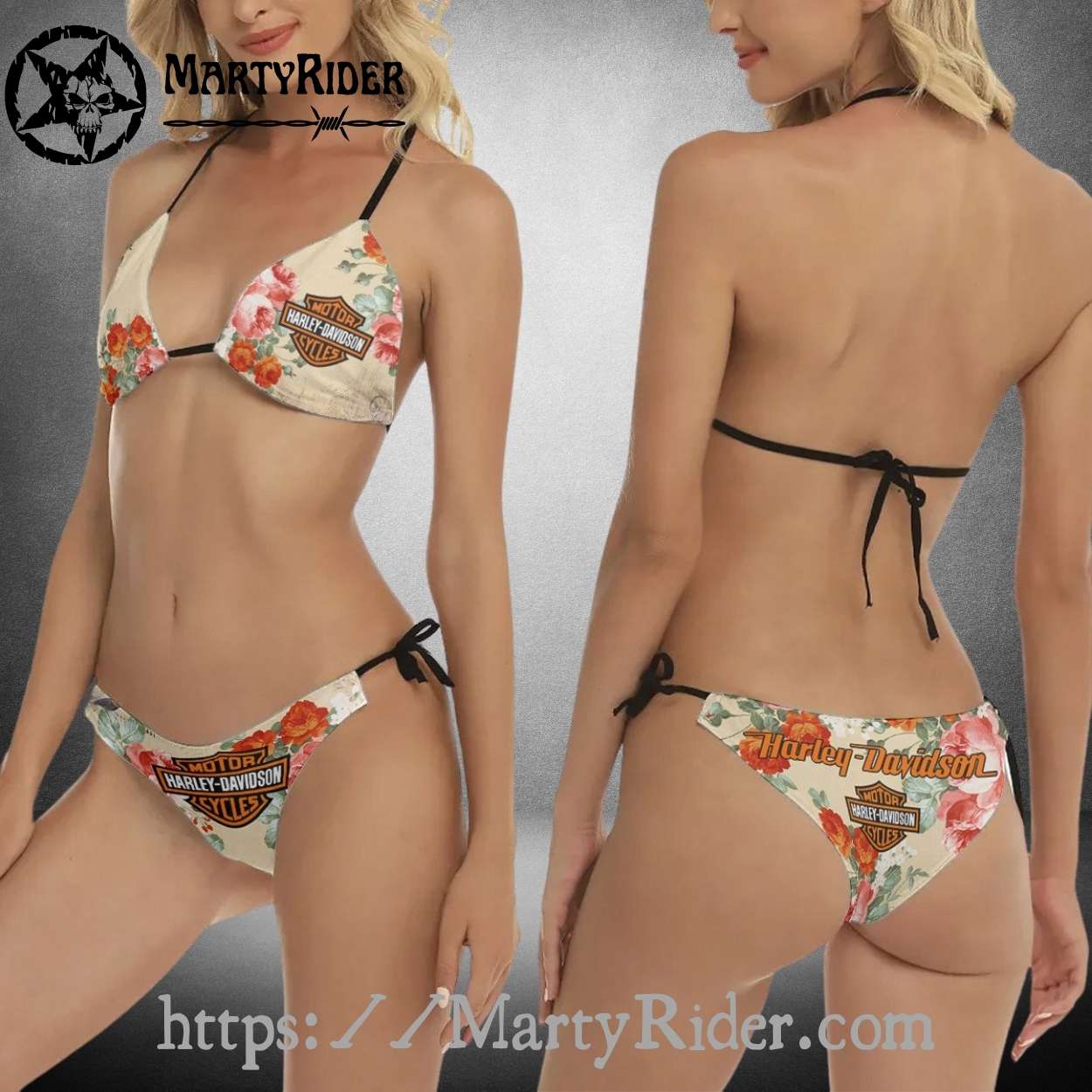 Vintage Floral Bikini Harley Davidson for Sunny Days Vintage Floral Bikini Harley Davidson for Sunny Days