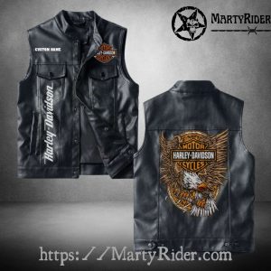 Vintage Harley Davidson Leather Vest Eagle Claw Design