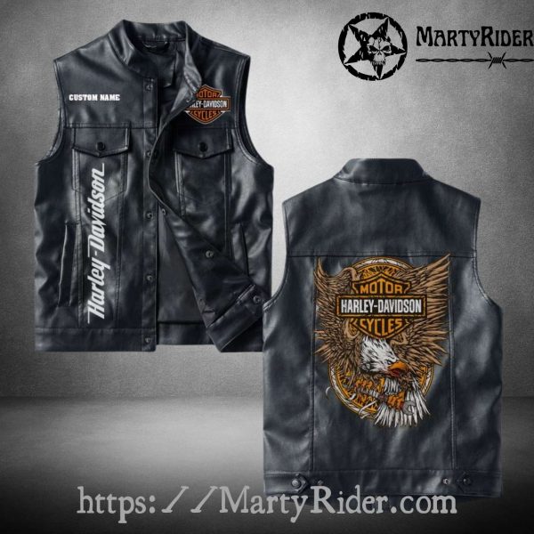 Vintage Harley Davidson Leather Vest Eagle Claw Design