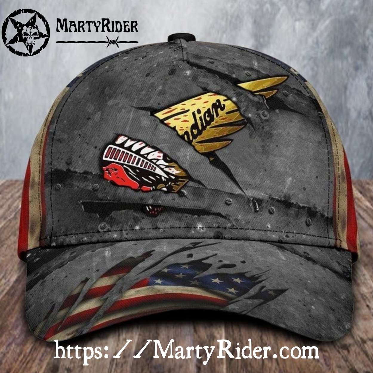 Vintage Indian Cap with Flag – Distressed Motorcycle Art Vintage Indian Cap with Flag – Distressed Motorcycle Art