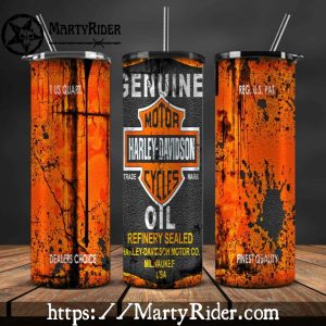 Vintage Oil Can Orange Harley Davidson Tumbler 20oz