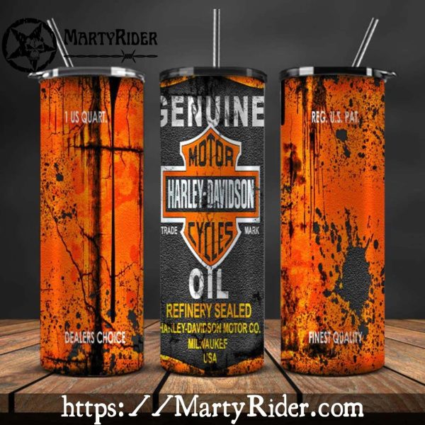 Vintage Oil Can Orange Harley Davidson Tumbler 20oz