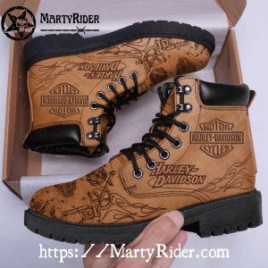 Vintage Sketch Harley Davidson Shoes Timberland Riding Boots