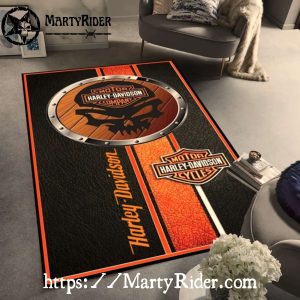 Vintage Skull Medallion Harley Davidson Rugs