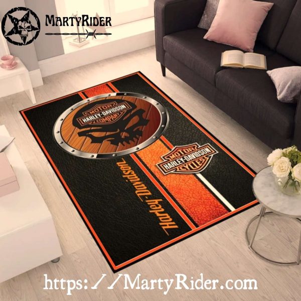 Vintage Skull Medallion Harley Davidson Rugs