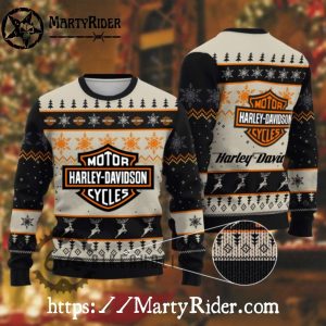 Vintage Snowflake Harley Davidson Ugly Xmas Sweater