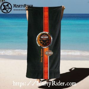 Vintage Stripe Badge Harley Davidson Beach Towels
