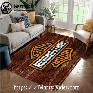 Vintage Wood Plank Logo Harley Davidson Rugs