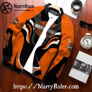 Wave Motion Design bomber jacket harley davidson orange black