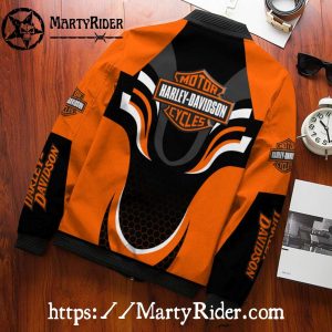 Wave Motion Design bomber jacket harley davidson orange black