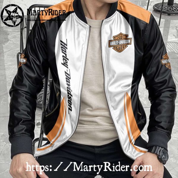 White Black Harley Davidson Bomber Jackets bomber harley jacket