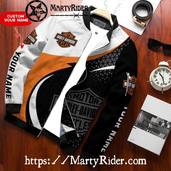 White Black Orange Harley Davidson Bomber Jackets bomber harley