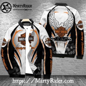 White Black Wings 115th bomber jacket Harley Davidson 1