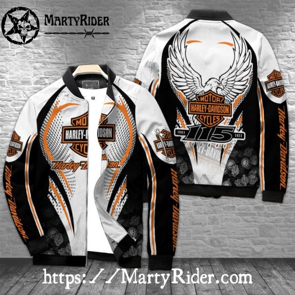White Black Wings 115th bomber jacket Harley Davidson