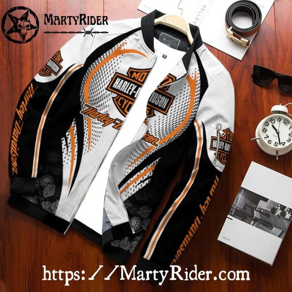 White Black Wings 115th bomber jacket Harley Davidson