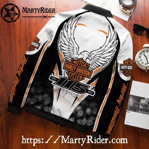 White Black Wings 115th bomber jacket Harley Davidson 3