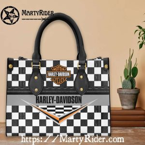 White Checkerboard Style Harley Davidson Leather Bags