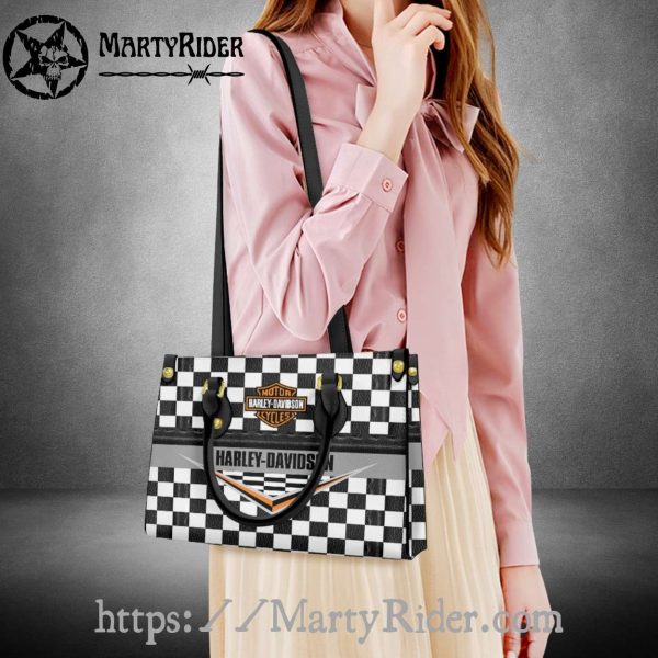 White Checkerboard Style Harley Davidson Leather Bags