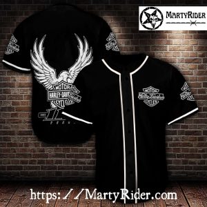 White Eagle Back Harley Davidson Baseball Jersey Shirt