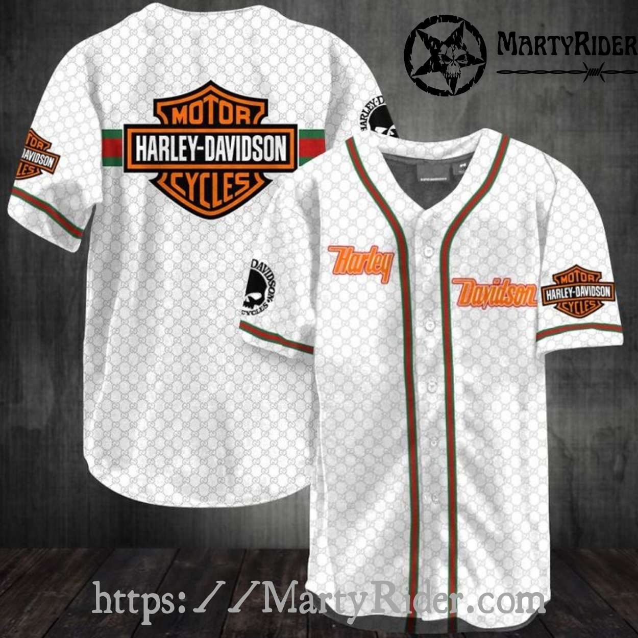 White Gucci Style Harley Davidson Baseball Jerseys Limited Edition White Gucci Style Harley Davidson Baseball Jerseys Limited Edition