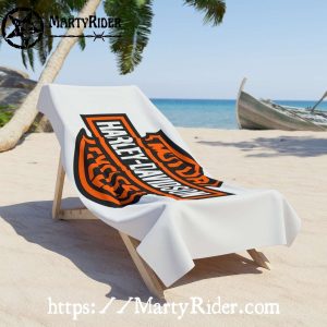 White Logo Spread Harley Davidson Beach Towels