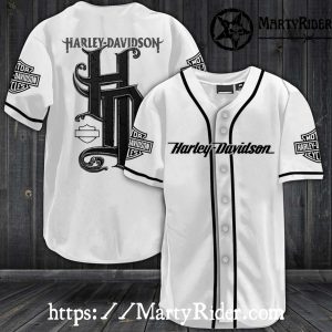 White Minimalist Harley Davidson Baseball Shirt HD Monogram