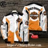Abstract Slash bomber jacket harley davidson white orange black