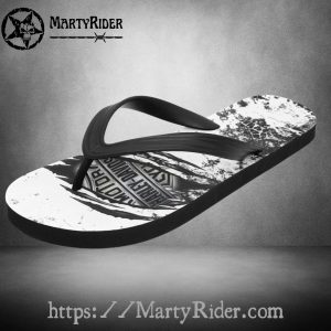 White Scratch Harley Davidson Flip Flops Grunge Look
