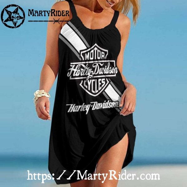 White Stripe Harley Davidson Dresses Beach Vibe