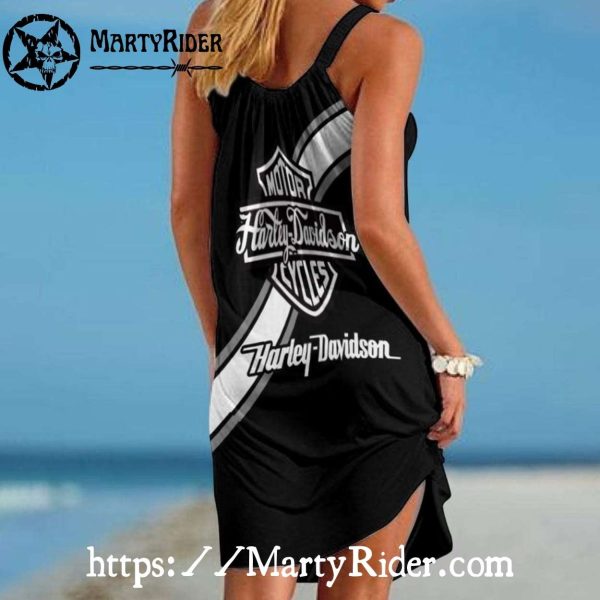 White Stripe Harley Davidson Dresses Beach Vibe