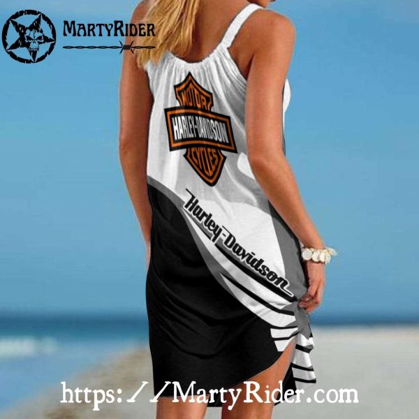 White and Black Harley Davidson Dresses Beach Cool