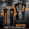 Two-Tone Orange And Black Harley Davidson Aloha Shirt Custom Name