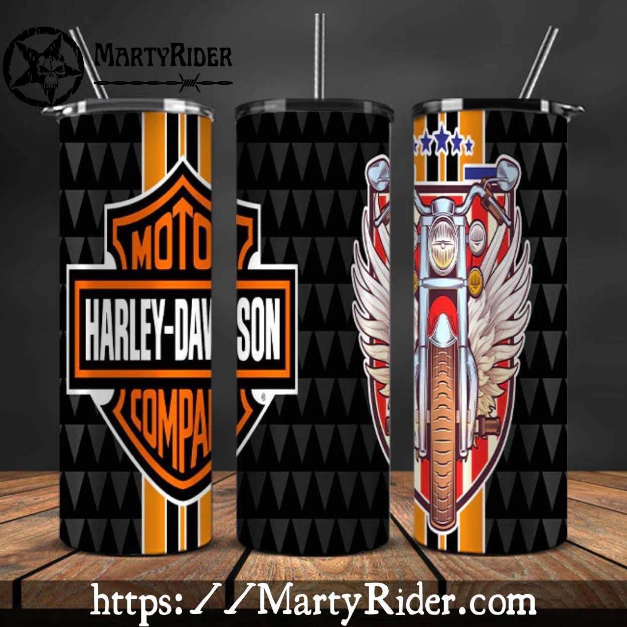 Winged Motorcycle Graphic Harley Davidson Tumblers 20oz Winged Motorcycle Graphic Harley Davidson Tumblers 20oz