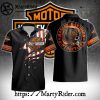 Winged Skull Harley Davidson Aloha Shirt With Dark Tattoo Style