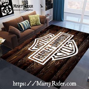 Wood Plank Emblem Print Harley Davidson Rugs