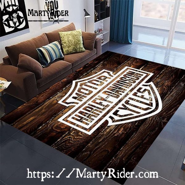 Wood Plank Emblem Print Harley Davidson Rugs