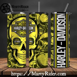 Yellow Skull Pattern Harley Davidson Tumblers 20oz
