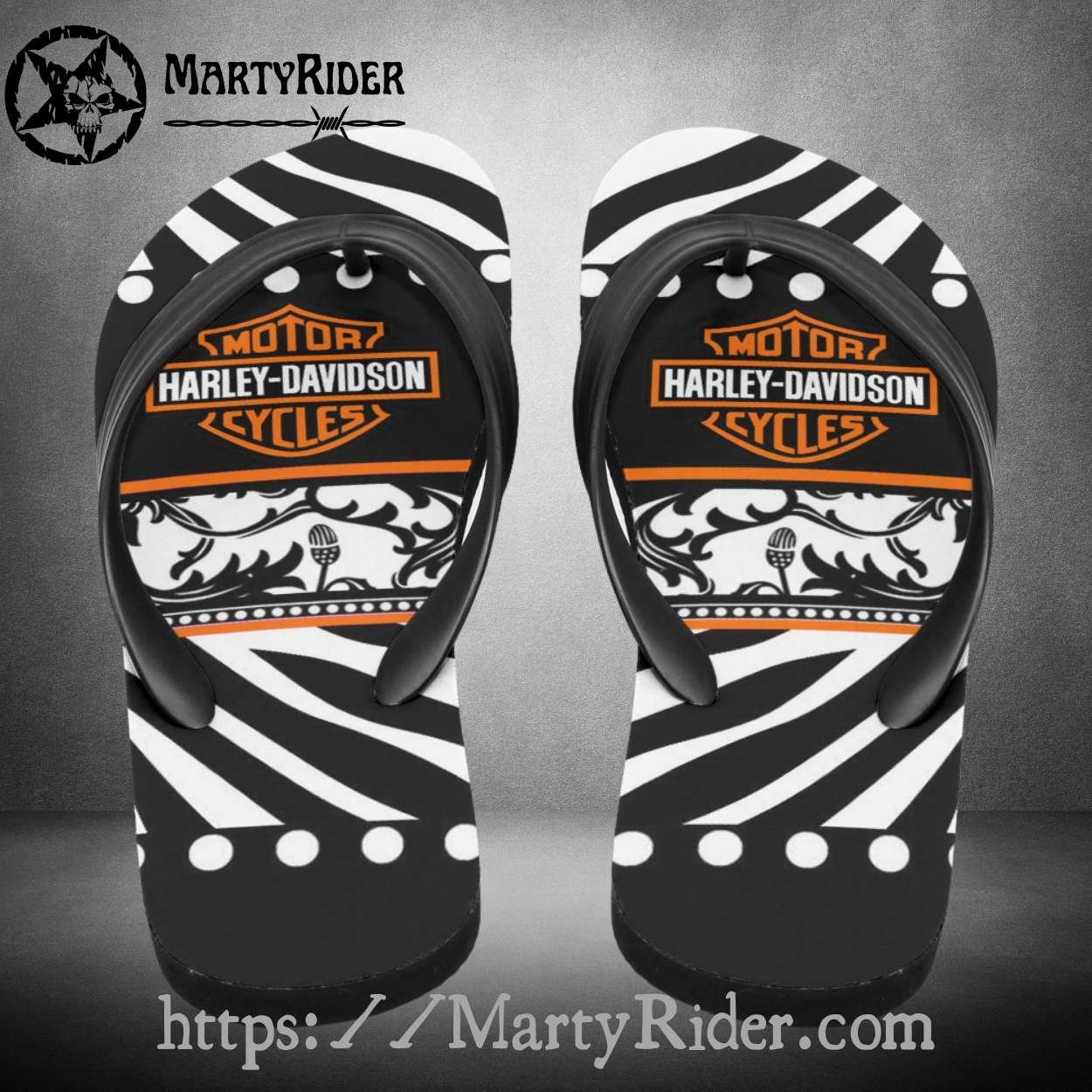 Zebra Stripe Harley Davidson Flip Flops Black White Zebra Stripe Harley Davidson Flip Flops Black White