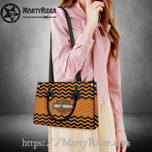 Zigzag Orange Black Pattern Harley Davidson Leather Bags