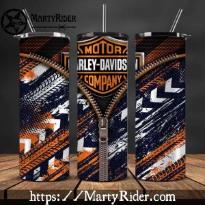 Zipper Tire Track Graphic Harley Davidson Tumbler 20oz