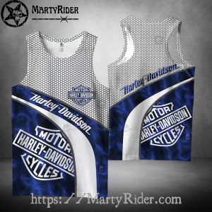 Blue Flame Mesh Harley Davidson Tank Top for Riders