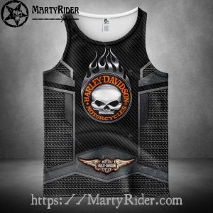 Carbon Skull Badge Harley Tank Top for Hardcore Men