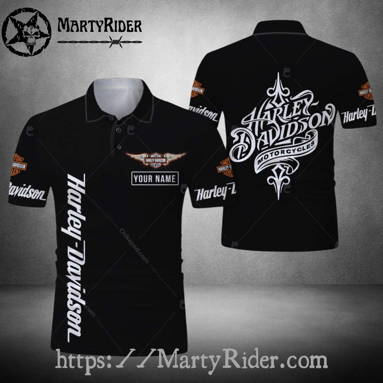 Classic Black Logo Harley Davidson Polo Shirt Classic Black Logo Harley Davidson Polo Shirt