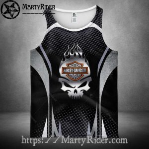 Flaming Skull Badge Harley Davidson Tank Top Art
