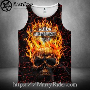 Inferno Skull Fire Harley Davidson Tank Top for Bikers