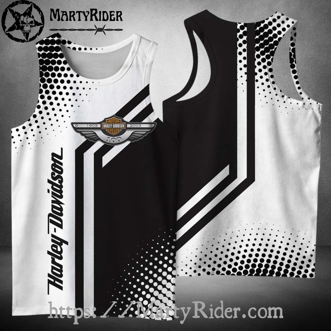 Monochrome Dot Graphic Harley Davidson Tank Top 100th Monochrome Dot Graphic Harley Davidson Tank Top 100th
