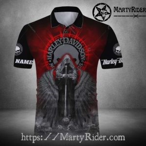 Red Death Angel Harley Davidson Polo Shirt